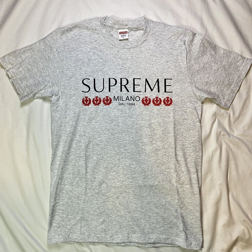Supreme “Milano” Logo Tee Summer T-shirts Ash Grey